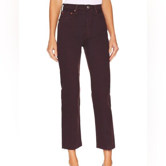 Re/Done Womens 70'S Ultra High Rise Stove Pipe Jeans In Washed Plum size‎ 29 NWT - Picture 1 of 16